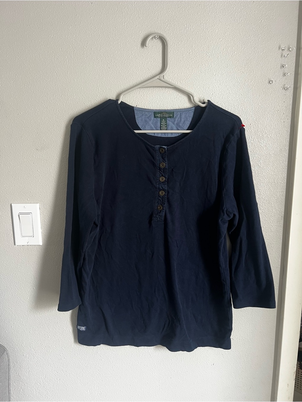 Ralph Lauren Navy Long-Sleeve Henley Top